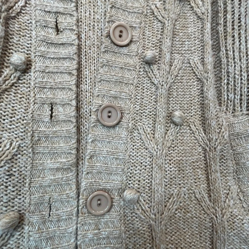 The Limited Longline Cardigan Duster M Camel Brown Wool Blend Cable Knit Peasant